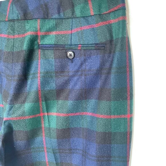 Paul Smith Wool Tartan Pant Womens 10/46 Blue Green Tapered Slim Tailored Fall - Picture 6 of 10